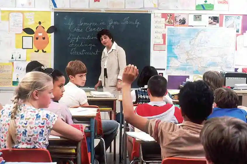 A classroom of preteen children learning about medical ailments in school. Medical marijuana education is on the rise in the United States!