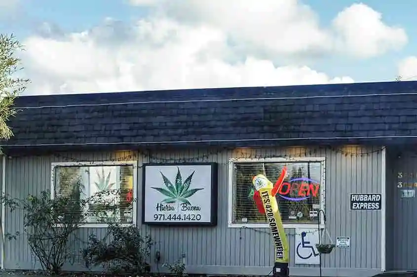 Exterior view of a medical marijuana dispensary.