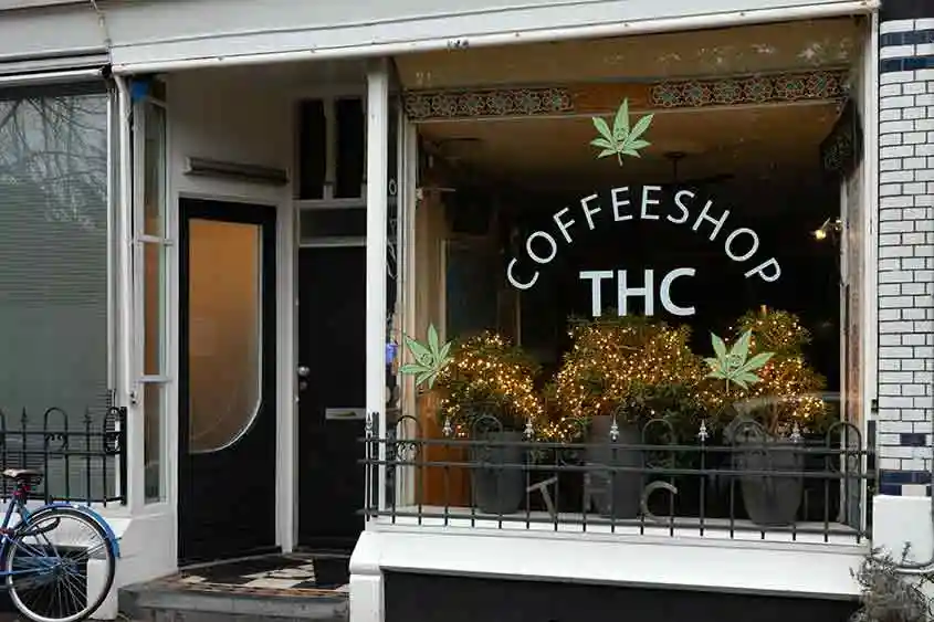 Exterior of a cannabis coffee shop