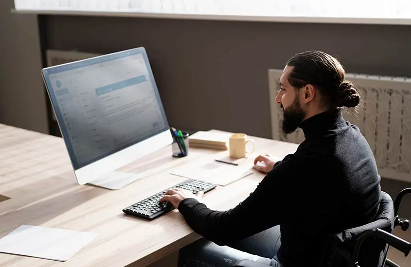 Man working on a computer at a desk