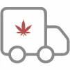 Delivery depicted in infographic of delivery van with cannabis sign