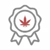 Infographic of badge with marijuana sign, depicting reward program