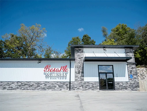 A BesaMe Wellness Dispensary view from the outside including signage